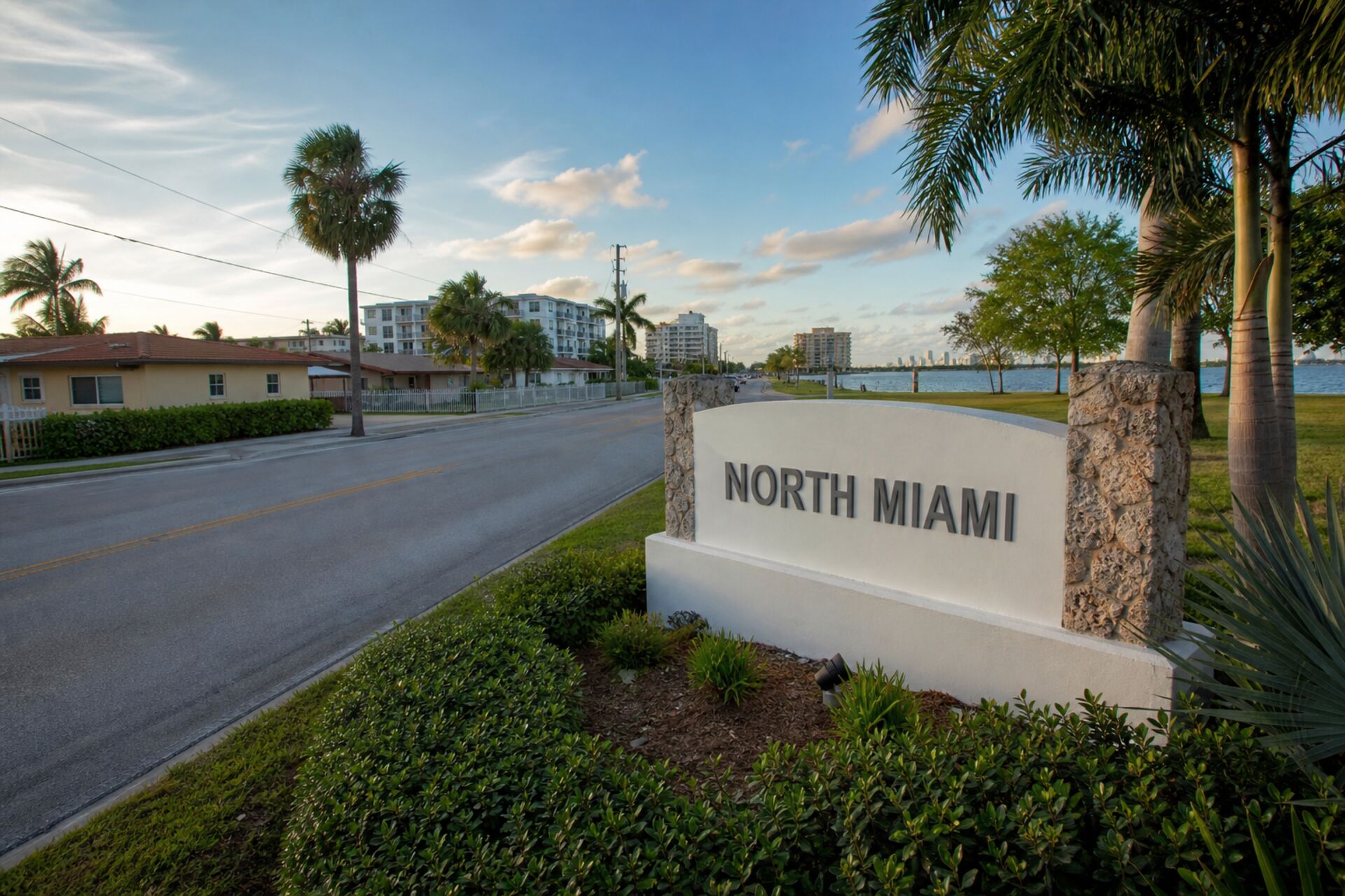 Welcome sign at the entrance to North Miami, Florida
