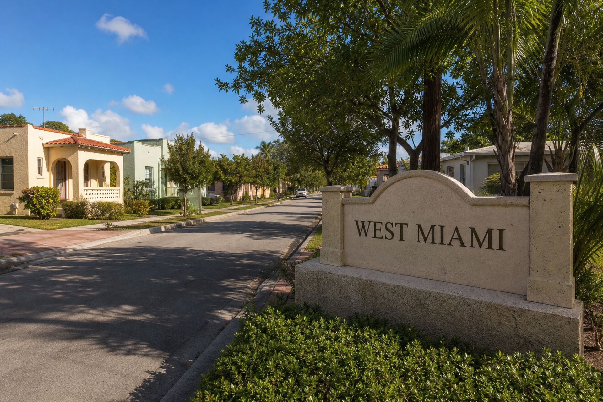 Welcome sign at the entrance to West Miami, Florida