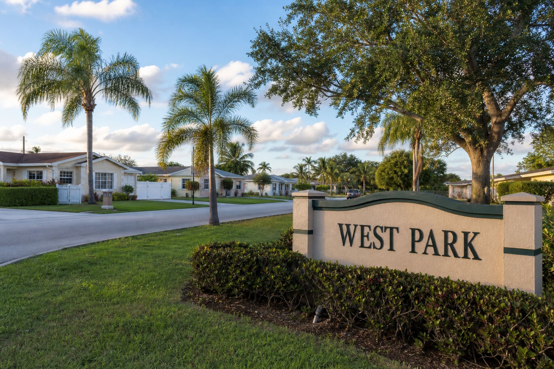 Welcome sign at the entrance to West Park, Florida